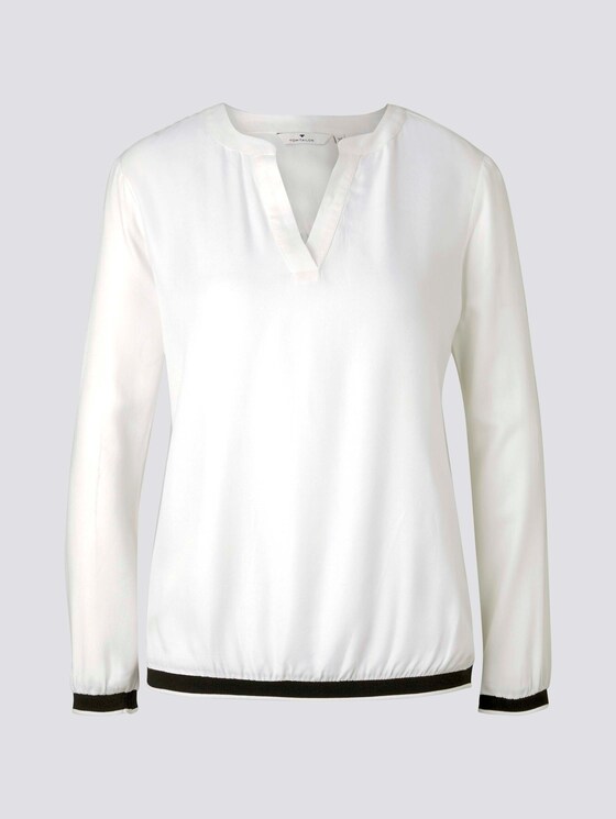 Henley-Bluse mit Tapedetail - Frauen - Whisper White Henley-Bluse mit Tapedetail - Frauen - Whisper White - 7 - TOM TAILOR