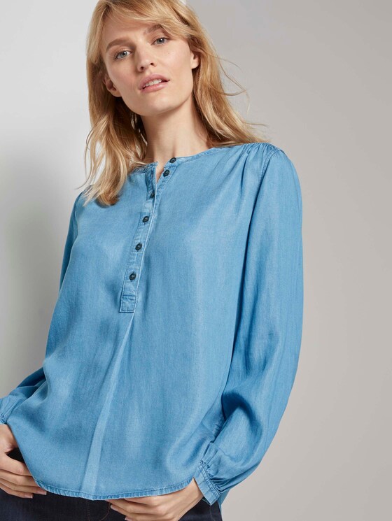 Geknöpfte Bluse im Jeans-Look - Frauen - Blue Denim Geknöpfte Bluse im Jeans-Look - Frauen - Blue Denim - 5 - TOM TAILOR