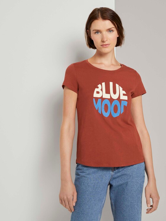 T-Shirt mit Schriftprint - Frauen - Rust Orange T-Shirt mit Schriftprint - Frauen - Rust Orange - 1 - TOM TAILOR Denim