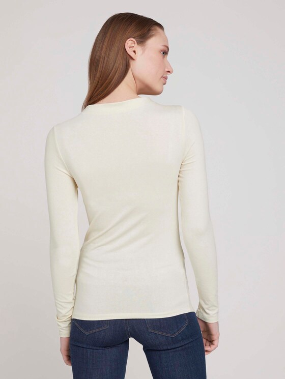 Langarmshirt mit kurzem Stehkragen - Frauen - soft creme beige Langarmshirt mit kurzem Stehkragen - Frauen - soft creme beige - 2 - TOM TAILOR Denim