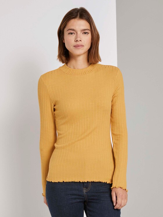 Langarmshirt mit Stehkragen - Frauen - Indian Spice Yellow Langarmshirt mit Stehkragen - Frauen - Indian Spice Yellow - 1 - TOM TAILOR Denim