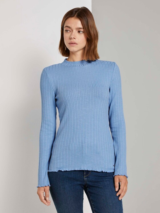 Langarmshirt mit Stehkragen - Frauen - Summer Blue Langarmshirt mit Stehkragen - Frauen - Summer Blue - 1 - TOM TAILOR Denim
