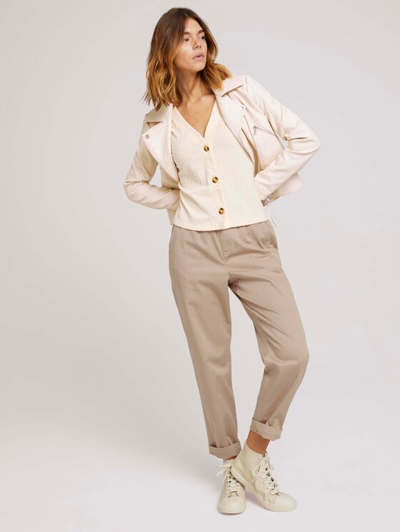 kurzer Cardigan mit V-Ausschnitt - Frauen - soft creme beige kurzer Cardigan mit V-Ausschnitt - Frauen - soft creme beige - 3 - TOM TAILOR Denim