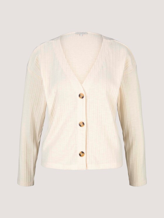 kurzer Cardigan mit V-Ausschnitt - Frauen - soft creme beige kurzer Cardigan mit V-Ausschnitt - Frauen - soft creme beige - 7 - TOM TAILOR Denim
