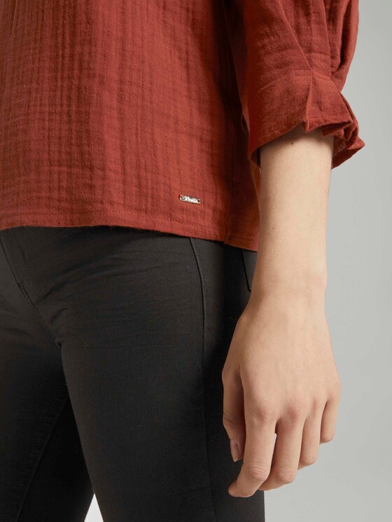 Gemustertes Shirt mit Ärmeldetail - Frauen - Rust Orange Gemustertes Shirt mit Ärmeldetail - Frauen - Rust Orange - 10 - TOM TAILOR Denim