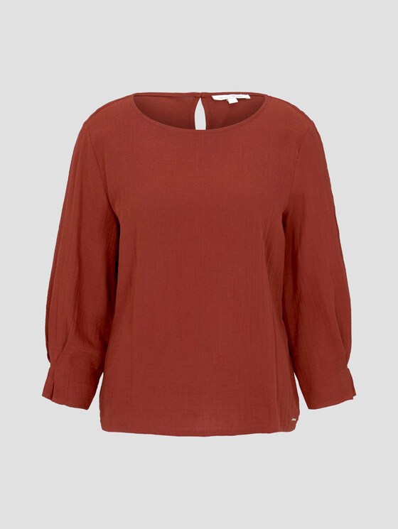 Gemustertes Shirt mit Ärmeldetail - Frauen - Rust Orange Gemustertes Shirt mit Ärmeldetail - Frauen - Rust Orange - 7 - TOM TAILOR Denim