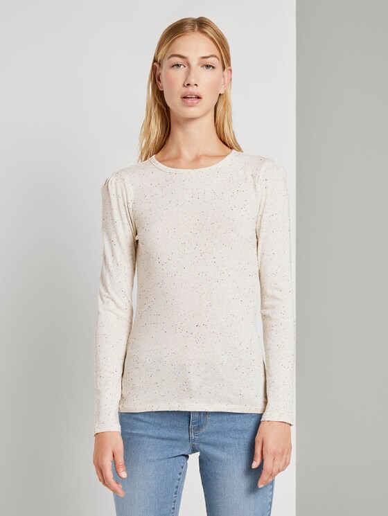 Langarmshirt mit Ärmeldetail - Frauen - creme colorful melange Langarmshirt mit Ärmeldetail - Frauen - creme colorful melange - 1 - TOM TAILOR Denim