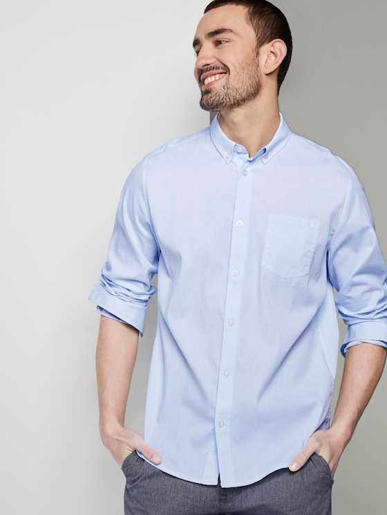 Gemustertes Hemd mit Brusttasche - Männer - light blue white structure Gemustertes Hemd mit Brusttasche - Männer - light blue white structure - 5 - TOM TAILOR