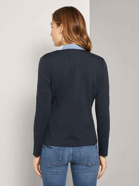 Kragenloser Blazer mit Reißverschlusstaschen - Frauen - Sky Captain Blue Kragenloser Blazer mit Reißverschlusstaschen - Frauen - Sky Captain Blue - 2 - TOM TAILOR