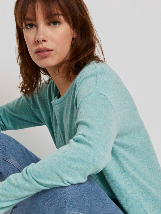 Basic Pullover aus Organic Cotton - Frauen - mineral stone blue melange Basic Pullover aus Organic Cotton - Frauen - mineral stone blue melange - 9 - TOM TAILOR Denim