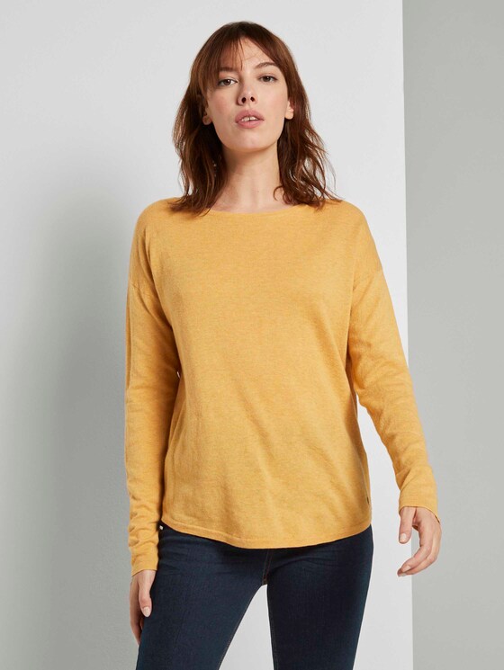 Basic Pullover aus Organic Cotton - Frauen - indian spice yellow melange Basic Pullover aus Organic Cotton - Frauen - indian spice yellow melange - 1 - TOM TAILOR Denim