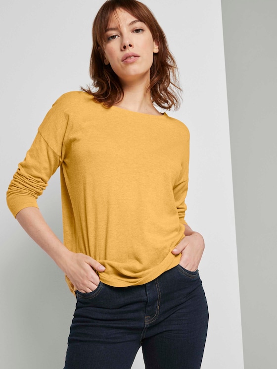 Basic Pullover aus Organic Cotton - Frauen - indian spice yellow melange Basic Pullover aus Organic Cotton - Frauen - indian spice yellow melange - 5 - TOM TAILOR Denim