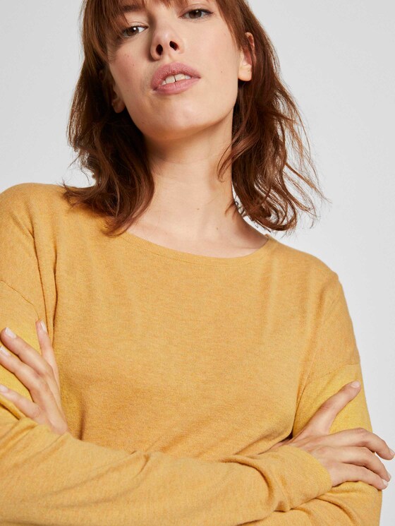 Basic Pullover aus Organic Cotton - Frauen - indian spice yellow melange Basic Pullover aus Organic Cotton - Frauen - indian spice yellow melange - 9 - TOM TAILOR Denim