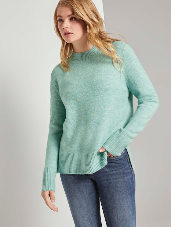 Melierter Pullover mit Stehkragen - Frauen - mineral stone blue melange Melierter Pullover mit Stehkragen - Frauen - mineral stone blue melange - 5 - TOM TAILOR Denim