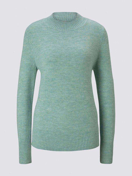 Melierter Pullover mit Stehkragen - Frauen - mineral stone blue melange Melierter Pullover mit Stehkragen - Frauen - mineral stone blue melange - 7 - TOM TAILOR Denim