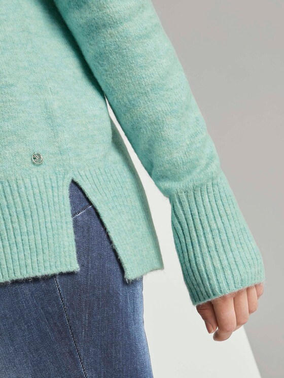 Melierter Pullover mit Stehkragen - Frauen - mineral stone blue melange Melierter Pullover mit Stehkragen - Frauen - mineral stone blue melange - 9 - TOM TAILOR Denim