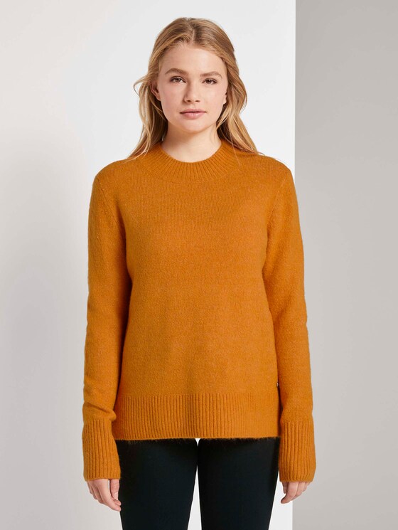Melierter Pullover mit Stehkragen - Frauen - orange yellow melange Melierter Pullover mit Stehkragen - Frauen - orange yellow melange - 1 - TOM TAILOR Denim