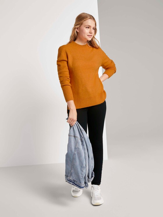 Melierter Pullover mit Stehkragen - Frauen - orange yellow melange Melierter Pullover mit Stehkragen - Frauen - orange yellow melange - 3 - TOM TAILOR Denim