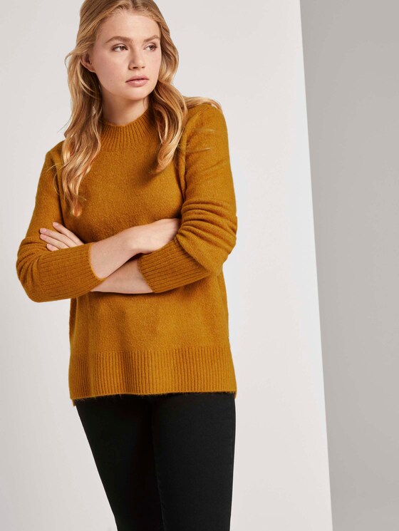 Melierter Pullover mit Stehkragen - Frauen - orange yellow melange Melierter Pullover mit Stehkragen - Frauen - orange yellow melange - 5 - TOM TAILOR Denim