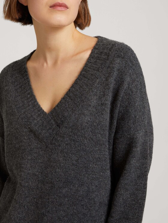 Pullover mit V-Ausschnitt - Frauen - Shale Grey Melange Pullover mit V-Ausschnitt - Frauen - Shale Grey Melange - 9 - TOM TAILOR Denim