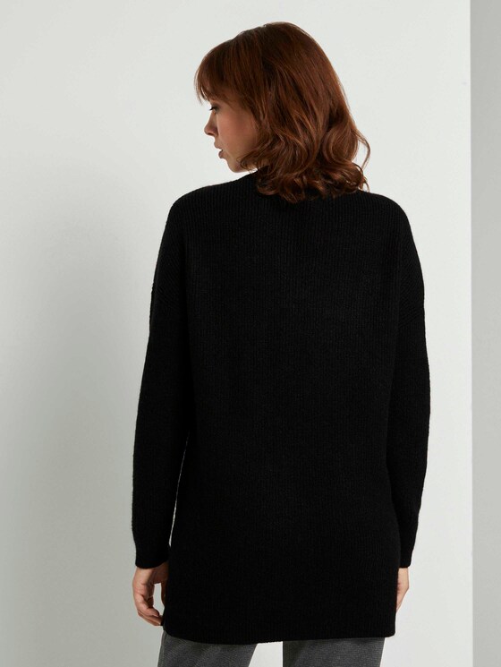 Langer Pullover mit Spitze - Frauen - Deep Black Langer Pullover mit Spitze - Frauen - Deep Black - 2 - TOM TAILOR Denim
