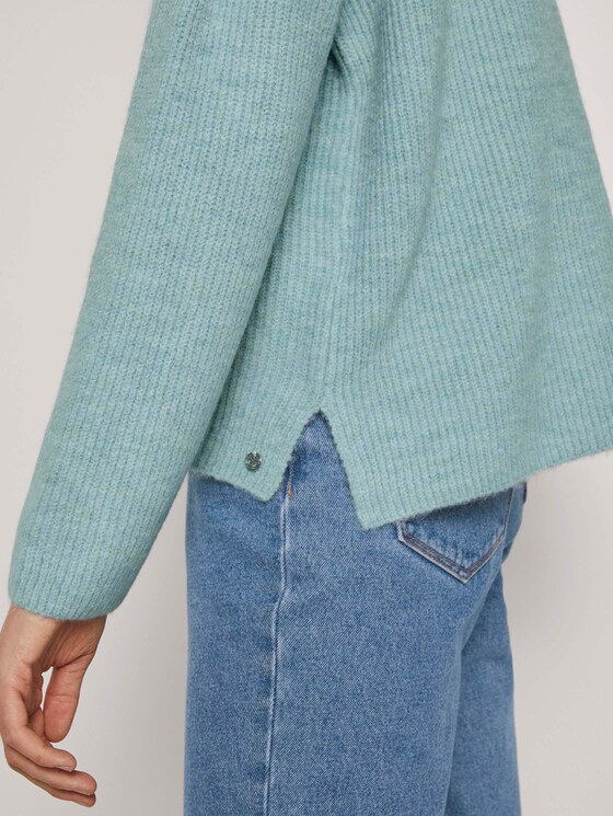 Strukturierter Pullvoer mit V-Ausschnitt - Frauen - mineral stone blue melange Strukturierter Pullvoer mit V-Ausschnitt - Frauen - mineral stone blue melange - 10 - TOM TAILOR Denim