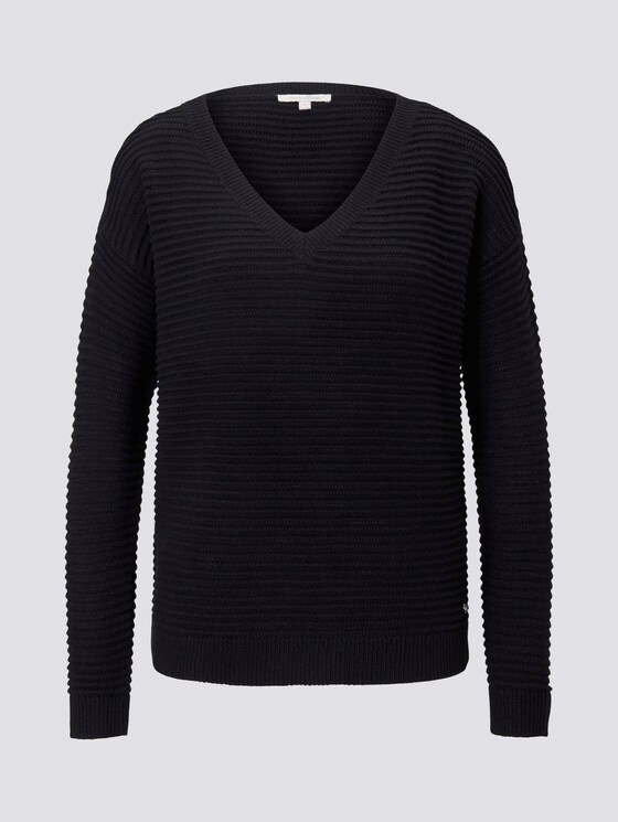 Pullover mit Ottoman Struktur - Frauen - Deep Black Pullover mit Ottoman Struktur - Frauen - Deep Black - 7 - TOM TAILOR Denim