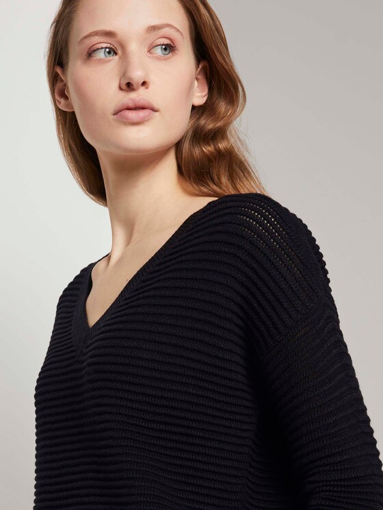 Pullover mit Ottoman Struktur - Frauen - Deep Black Pullover mit Ottoman Struktur - Frauen - Deep Black - 9 - TOM TAILOR Denim