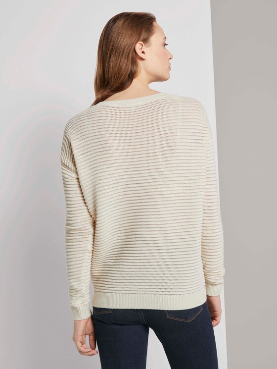 Pullover mit Ottoman Struktur - Frauen - soft creme beige Pullover mit Ottoman Struktur - Frauen - soft creme beige - 2 - TOM TAILOR Denim