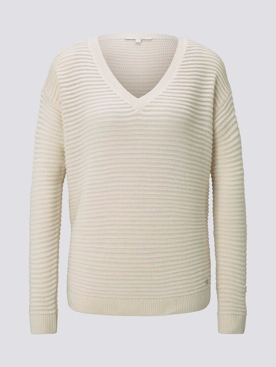 Pullover mit Ottoman Struktur - Frauen - soft creme beige Pullover mit Ottoman Struktur - Frauen - soft creme beige - 7 - TOM TAILOR Denim