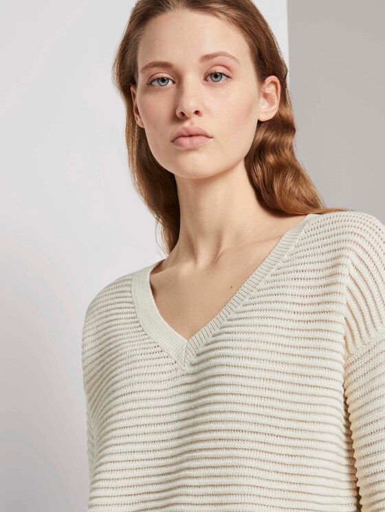 Pullover mit Ottoman Struktur - Frauen - soft creme beige Pullover mit Ottoman Struktur - Frauen - soft creme beige - 9 - TOM TAILOR Denim