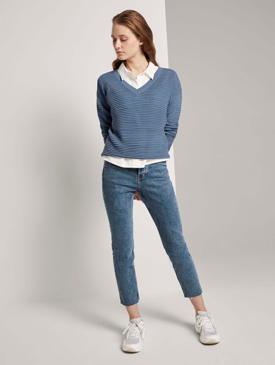 Pullover mit Ottoman Struktur - Frauen - soft mid blue Pullover mit Ottoman Struktur - Frauen - soft mid blue - 3 - TOM TAILOR Denim
