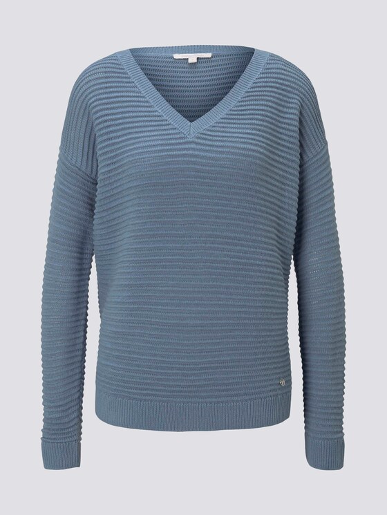Pullover mit Ottoman Struktur - Frauen - soft mid blue Pullover mit Ottoman Struktur - Frauen - soft mid blue - 7 - TOM TAILOR Denim