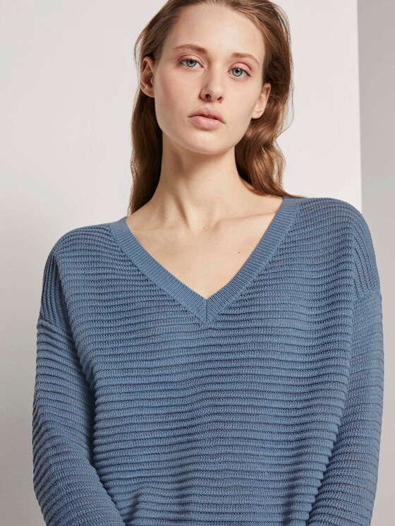 Pullover mit Ottoman Struktur - Frauen - soft mid blue Pullover mit Ottoman Struktur - Frauen - soft mid blue - 9 - TOM TAILOR Denim