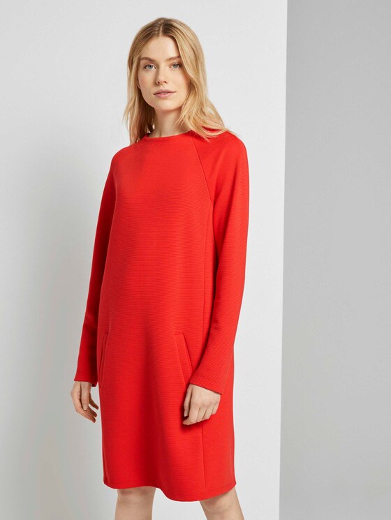 Bequemes Kleid mit Stehkragen - Frauen - Strong Red Bequemes Kleid mit Stehkragen - Frauen - Strong Red - 1 - TOM TAILOR