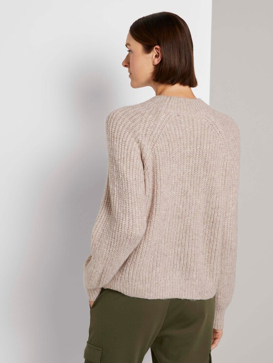 Stehkragenpullover mit Ballonärmeln - Frauen - cozy beige melange Stehkragenpullover mit Ballonärmeln - Frauen - cozy beige melange - 2 - TOM TAILOR Denim