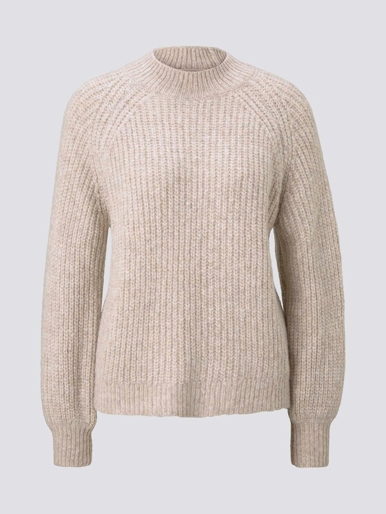 Stehkragenpullover mit Ballonärmeln - Frauen - cozy beige melange Stehkragenpullover mit Ballonärmeln - Frauen - cozy beige melange - 7 - TOM TAILOR Denim