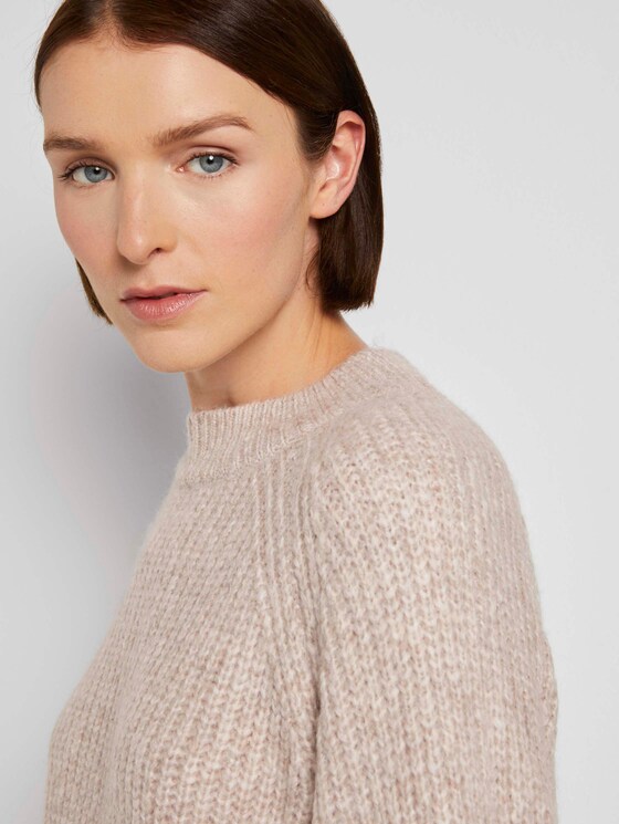 Stehkragenpullover mit Ballonärmeln - Frauen - cozy beige melange Stehkragenpullover mit Ballonärmeln - Frauen - cozy beige melange - 9 - TOM TAILOR Denim