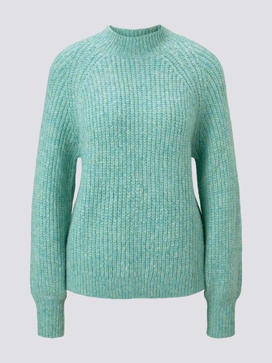 Stehkragenpullover mit Ballonärmeln - Frauen - mineral stone blue melange Stehkragenpullover mit Ballonärmeln - Frauen - mineral stone blue melange - 7 - TOM TAILOR Denim
