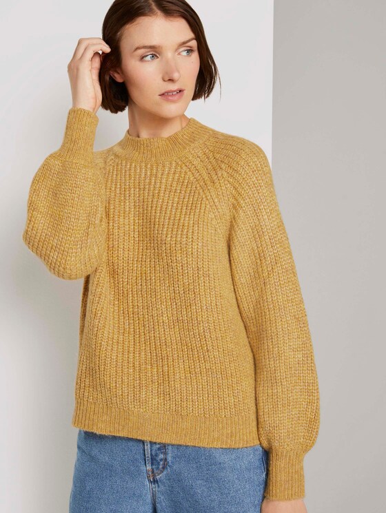 Stehkragenpullover mit Ballonärmeln - Frauen - indian spice yellow melange Stehkragenpullover mit Ballonärmeln - Frauen - indian spice yellow melange - 5 - TOM TAILOR Denim