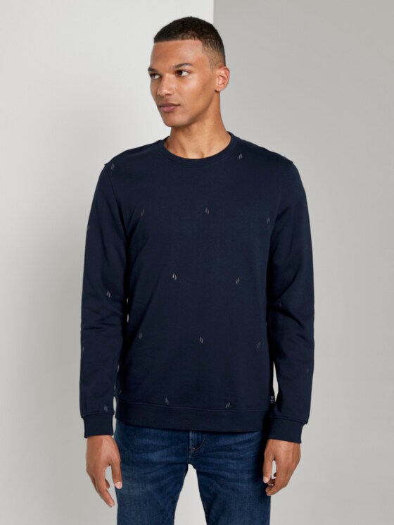Besticktes Sweatshirt - Männer - navy big split drop print Besticktes Sweatshirt - Männer - navy big split drop print - 1 - TOM TAILOR Denim
