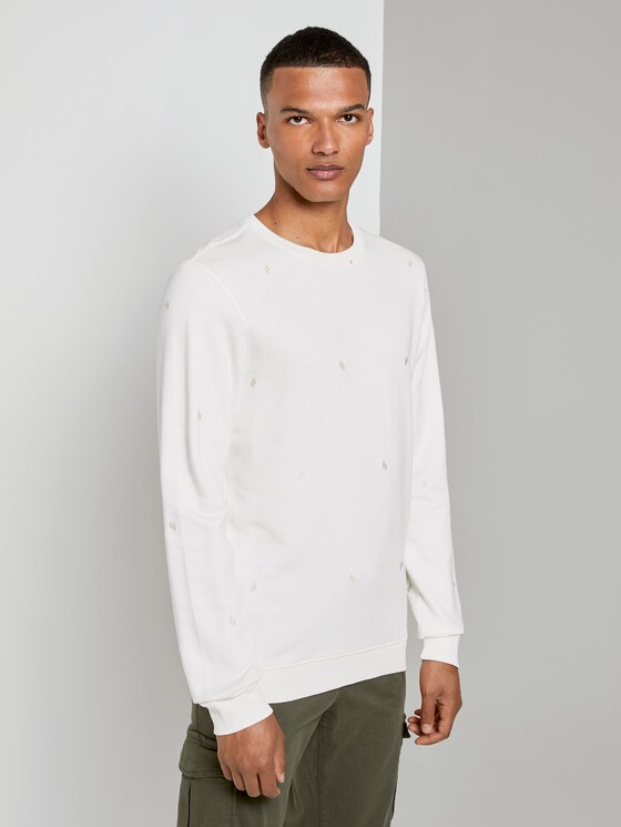 Besticktes Sweatshirt - Männer - white big split drop print Besticktes Sweatshirt - Männer - white big split drop print - 1 - TOM TAILOR Denim