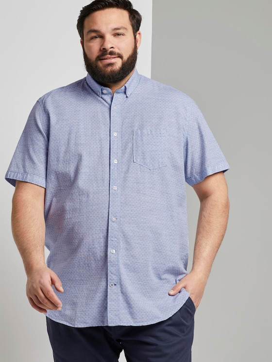 Multi-coloured short-sleeved shirt with a chest pocket - Men - light blue structure by design Multi-coloured short-sleeved shirt with a chest pocket - Men - light blue structure by design - 5 - Men Plus