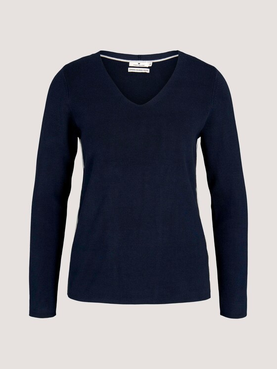 Pullover mit LENZING™ ECOVERO™ und Kontraststreifen - Frauen - Sky Captain Blue Pullover mit LENZING™ ECOVERO™ und Kontraststreifen - Frauen - Sky Captain Blue - 7 - TOM TAILOR