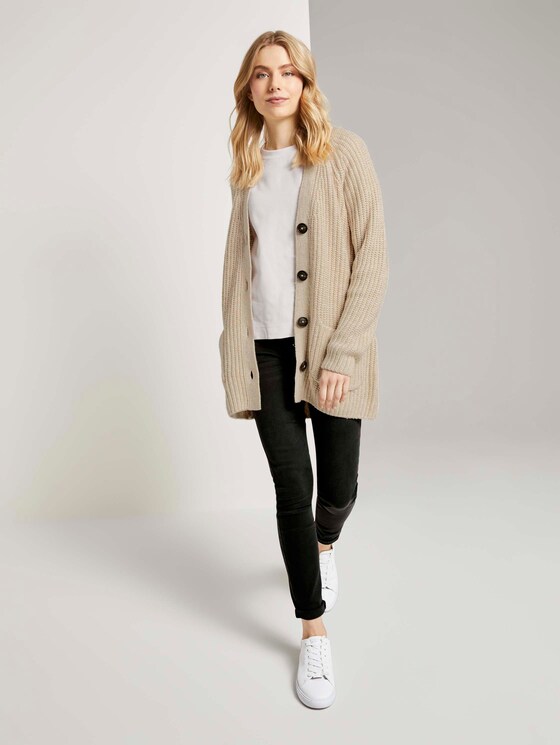 Langer Cardigan in Melange-Optik - Frauen - desert sand melange Langer Cardigan in Melange-Optik - Frauen - desert sand melange - 3 - TOM TAILOR