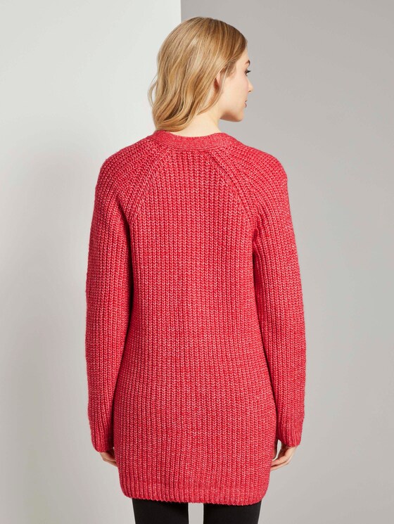 Langer Cardigan in Melange-Optik - Frauen - strong red melange Langer Cardigan in Melange-Optik - Frauen - strong red melange - 2 - TOM TAILOR