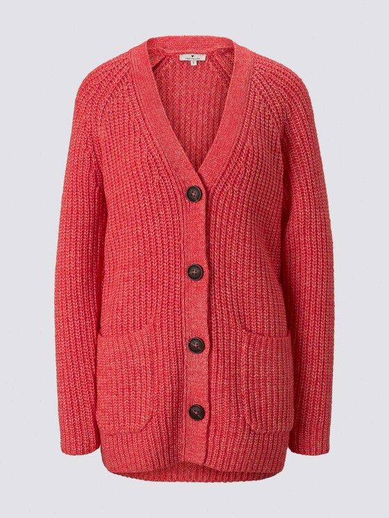 Langer Cardigan in Melange-Optik - Frauen - strong red melange Langer Cardigan in Melange-Optik - Frauen - strong red melange - 7 - TOM TAILOR