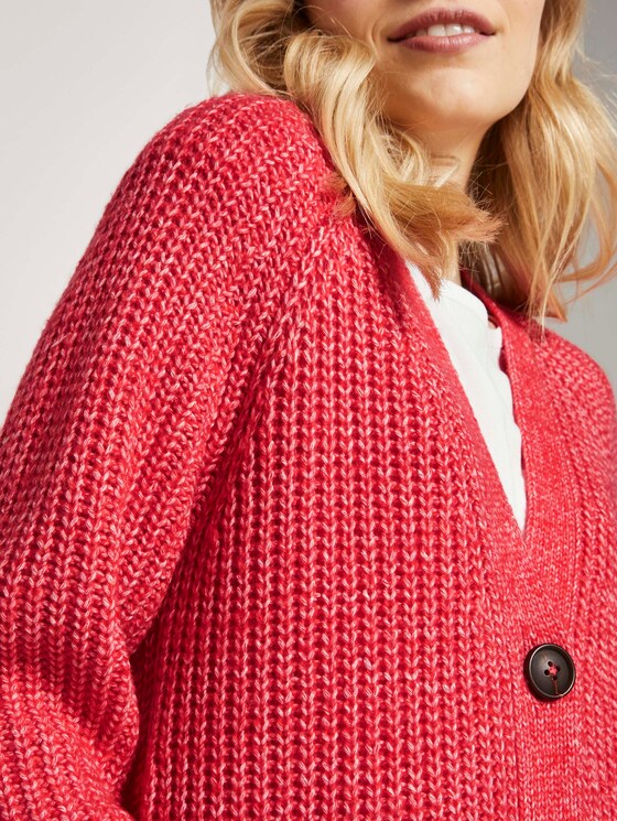 Langer Cardigan in Melange-Optik - Frauen - strong red melange Langer Cardigan in Melange-Optik - Frauen - strong red melange - 9 - TOM TAILOR