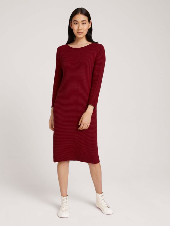 Ottoman Strickkleid mit LENZING™ ECOVERO™ - Frauen - dark maroon red Ottoman Strickkleid mit LENZING™ ECOVERO™ - Frauen - dark maroon red - 1 - TOM TAILOR