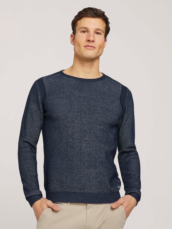 Pullover mit Rippbündchen - Männer - Dark Blue Pullover mit Rippbündchen - Männer - Dark Blue - 1 - TOM TAILOR